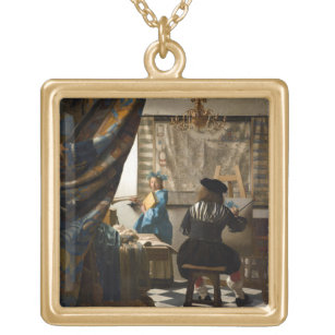 Johannes Vermeer - The Allegory of Painting Gold Plated Necklace