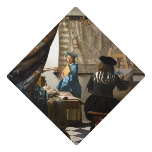 Johannes Vermeer _ The Allegory of Painting Graduation Cap Topper