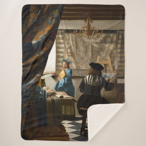 Johannes Vermeer _ The Allegory of Painting Sherpa Blanket