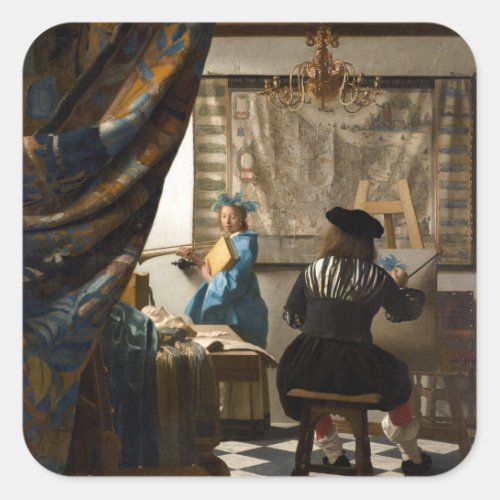 Johannes Vermeer _ The Allegory of Painting Square Sticker