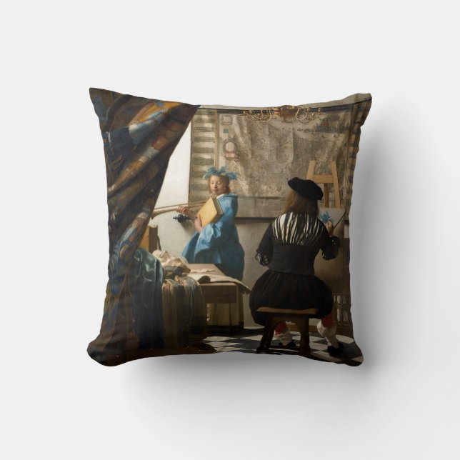 Johannes Vermeer - The Allegory of Painting Throw Pillow (Front)