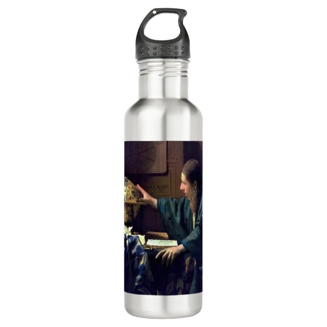 Johannes Vermeer - The Astronomer Stainless Steel Water Bottle (Front)