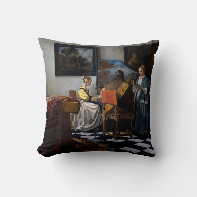 Johannes Vermeer - The Concert Throw Pillow (Front)