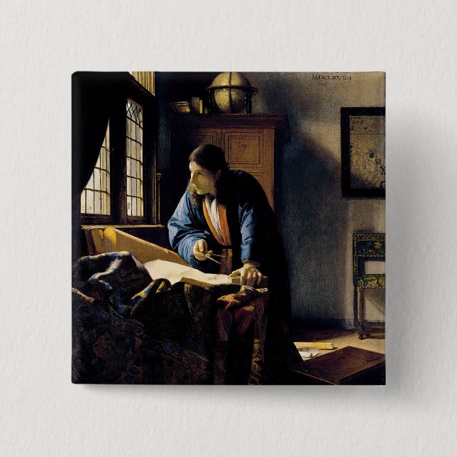 Johannes Vermeer - The Geographer Button (Front)