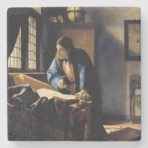 Johannes Vermeer _ The Geographer Stone Coaster