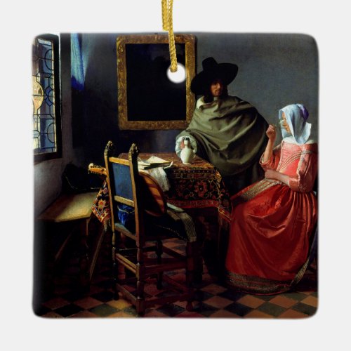 Johannes Vermeer _ The Glass of Wine Ceramic Ornament