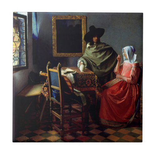 Johannes Vermeer _ The Glass of Wine Ceramic Tile