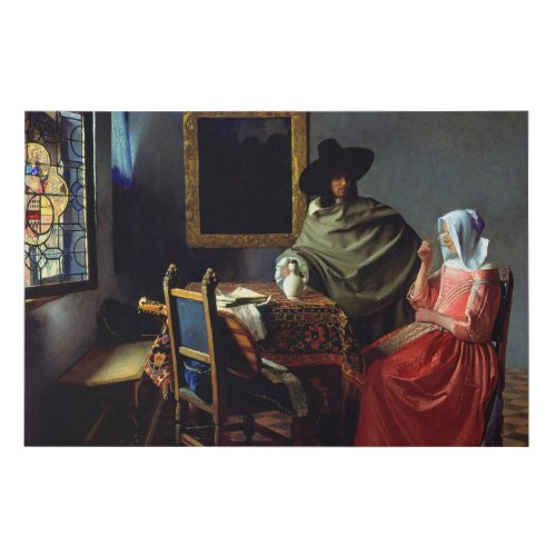 Johannes Vermeer _ The Glass of Wine Faux Canvas Print