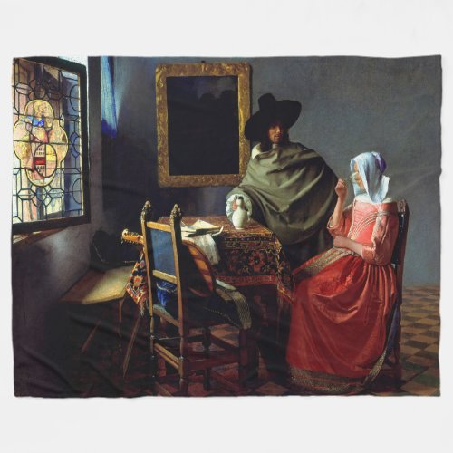 Johannes Vermeer _ The Glass of Wine Fleece Blanket