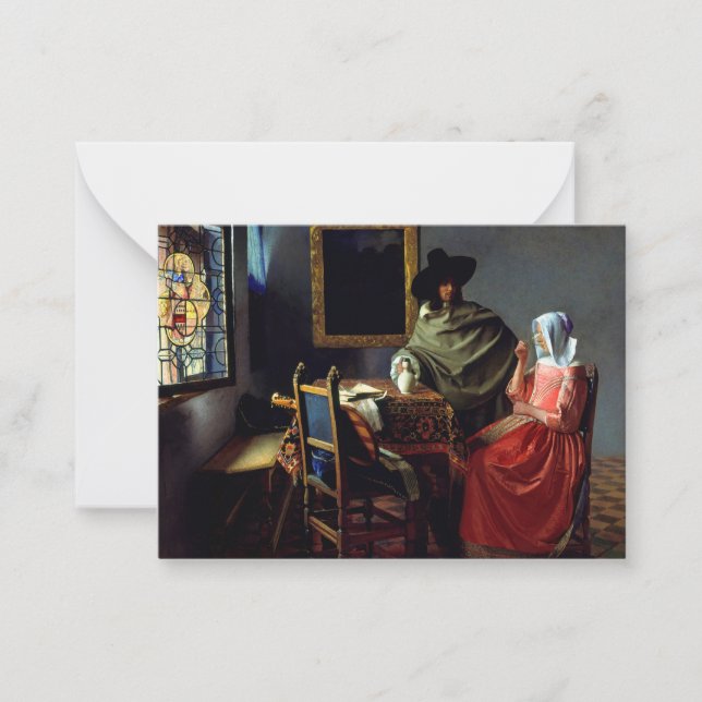 Johannes Vermeer - The Glass of Wine Note Card (Front)