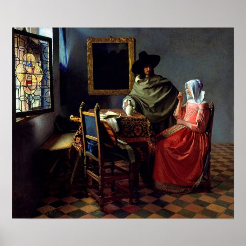 Johannes Vermeer _ The Glass of Wine Poster