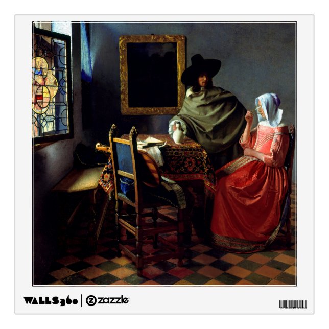 Johannes Vermeer - The Glass of Wine Wall Decal (Front)