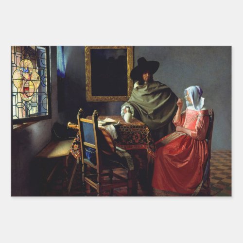 Johannes Vermeer _ The Glass of Wine Wrapping Paper Sheets