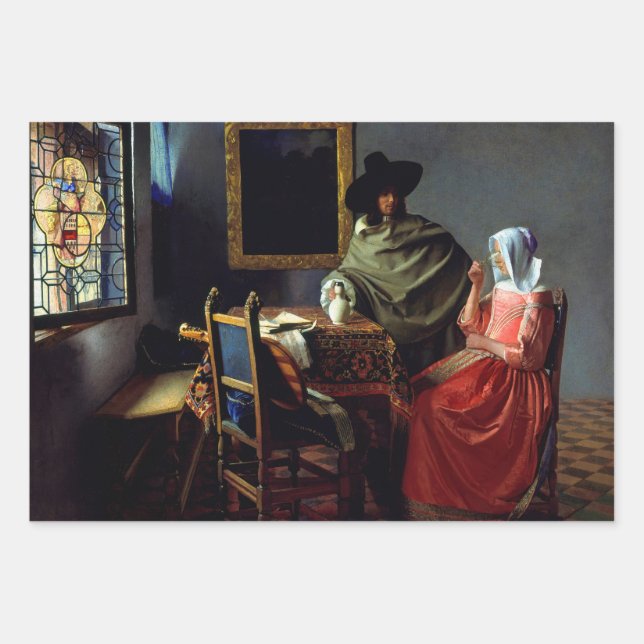 Johannes Vermeer - The Glass of Wine Wrapping Paper Sheets (Front)