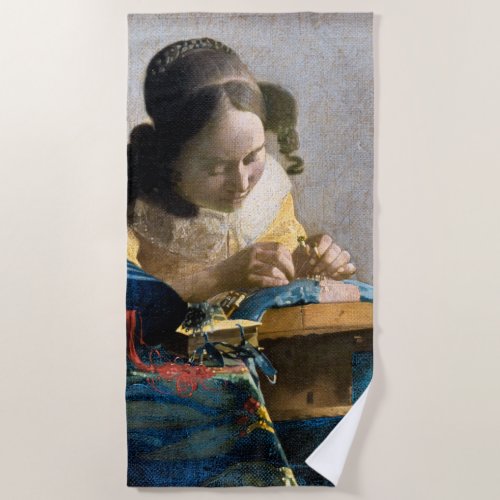 Johannes Vermeer - The Lacemaker Beach Towel