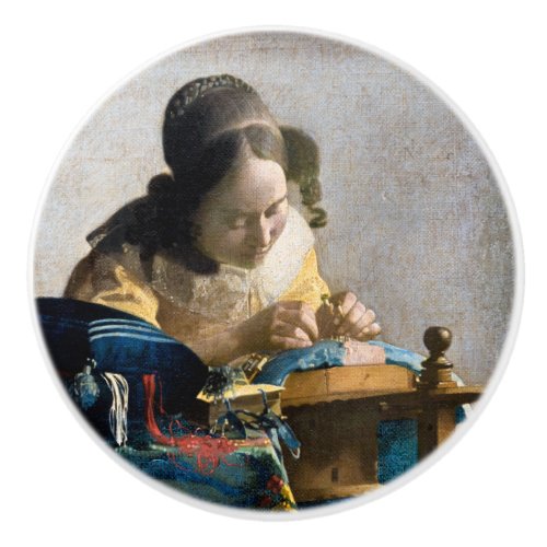 Johannes Vermeer _ The Lacemaker Ceramic Knob
