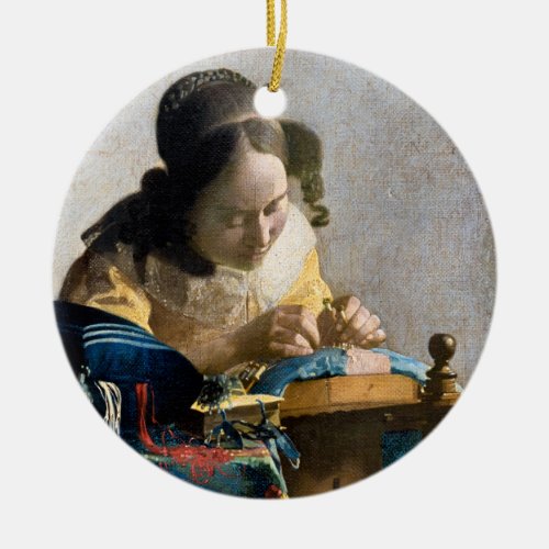 Johannes Vermeer _ The Lacemaker Ceramic Ornament