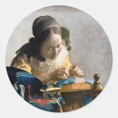 Johannes Vermeer _ The Lacemaker Classic Round Sticker