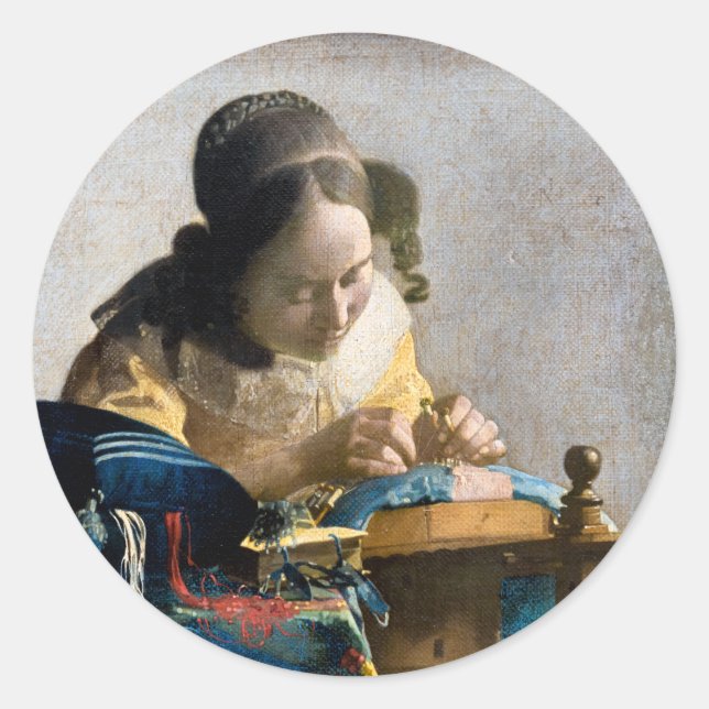 Johannes Vermeer - The Lacemaker Classic Round Sticker (Front)
