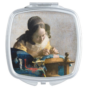 Johannes Vermeer - The Lacemaker Compact Mirror