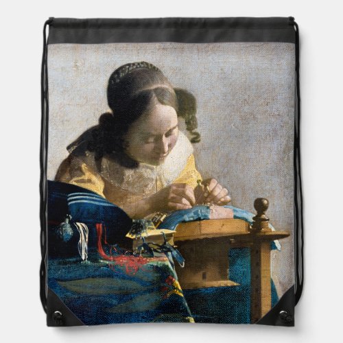 Johannes Vermeer _ The Lacemaker Drawstring Bag