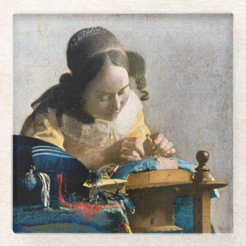 Johannes Vermeer _ The Lacemaker Glass Coaster
