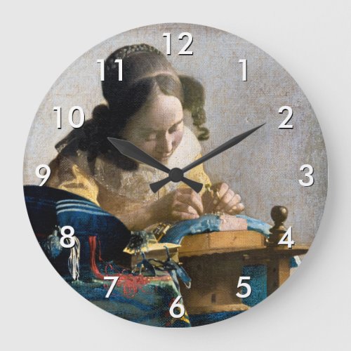 Johannes Vermeer _ The Lacemaker Large Clock