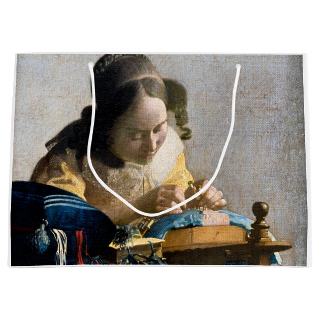 Johannes Vermeer - The Lacemaker Large Gift Bag (Front)