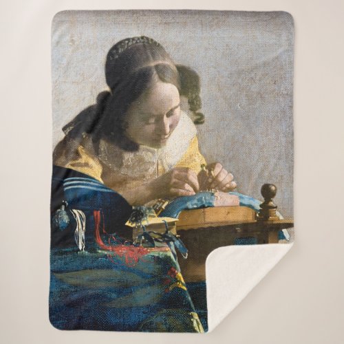 Johannes Vermeer _ The Lacemaker Sherpa Blanket