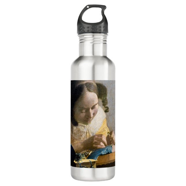 Johannes Vermeer - The Lacemaker Stainless Steel Water Bottle (Front)