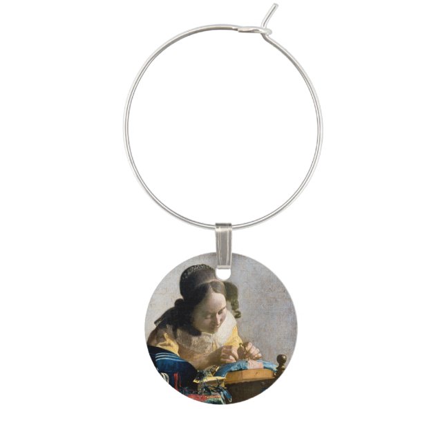 Johannes Vermeer - The Lacemaker Wine Charm (Front)