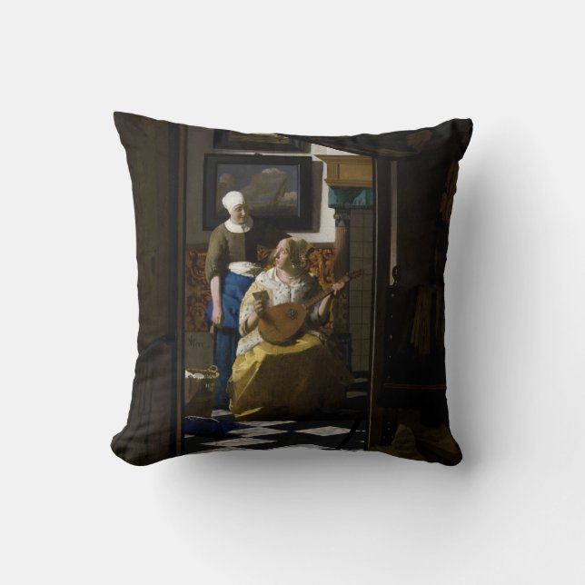 Johannes Vermeer - The Love Letter Throw Pillow (Front)