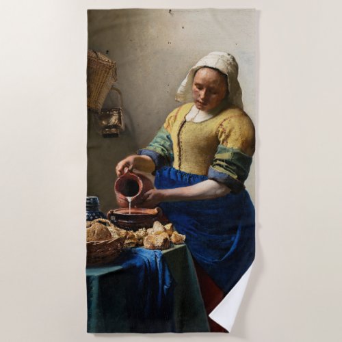 Johannes Vermeer _ The Milkmaid Beach Towel