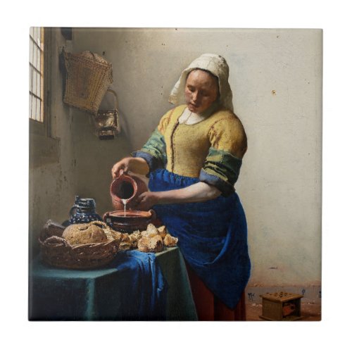 Johannes Vermeer _ The Milkmaid Ceramic Tile