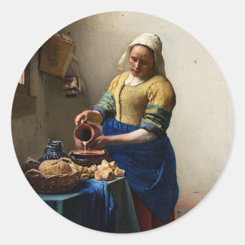 Johannes Vermeer _ The Milkmaid Classic Round Sticker