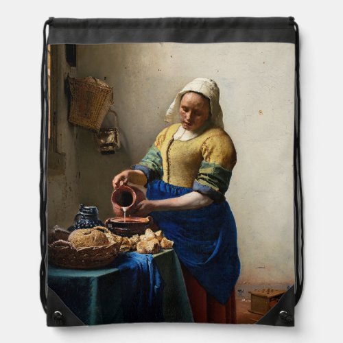 Johannes Vermeer _ The Milkmaid Drawstring Bag