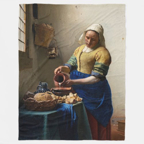 Johannes Vermeer _ The Milkmaid Fleece Blanket
