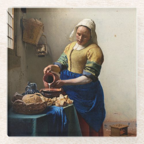 Johannes Vermeer _ The Milkmaid Glass Coaster