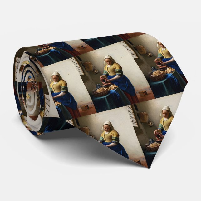 Johannes Vermeer - The Milkmaid Neck Tie (Rolled)