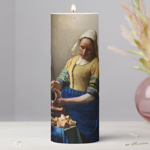 Johannes Vermeer _ The Milkmaid Pillar Candle