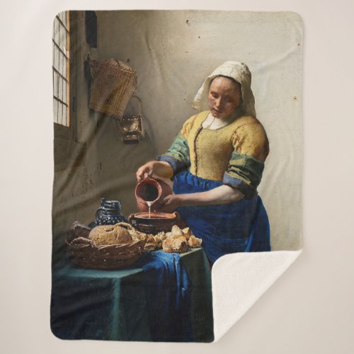 Johannes Vermeer _ The Milkmaid Sherpa Blanket