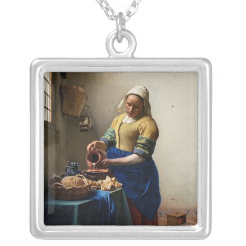 Johannes Vermeer _ The Milkmaid Silver Plated Necklace