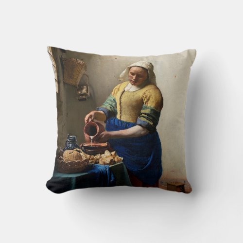 Johannes Vermeer _ The Milkmaid Throw Pillow