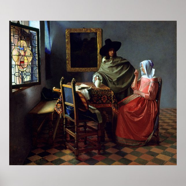 Johannes Vermeer The Wine Glass Poster (Front)