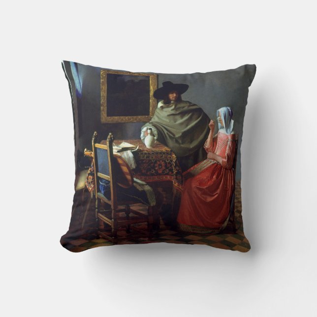 Johannes Vermeer The Wine Glass Throw Pillow (Front)