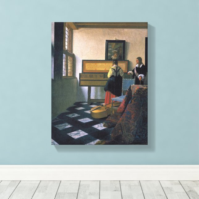 Johannes Vermeer, van Delft, The Music Lesson Canvas Print (Insitu(Wood Floor))