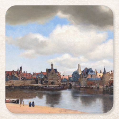 Johannes Vermeer _ View of Delft Square Paper Coaster