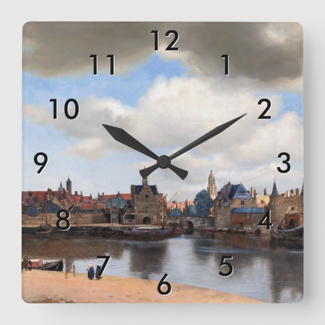 Johannes Vermeer - View of Delft Square Wall Clock (Front)