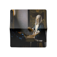 Johannes Vermeer - Woman Holding A Balance Checkbook Cover at Zazzle