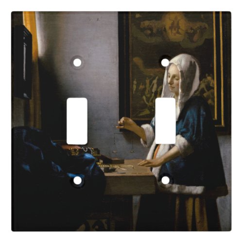 Johannes Vermeer _ Woman Holding a Balance Light Switch Cover